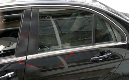 Covers for glass moldings (6 pcs., stainless steel) for Mercedes C-class W204 2007-2015 - Reelken Auto