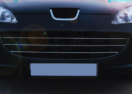 Lining on the grille (3 pieces, stainless steel) for Peugeot 407 - image 2