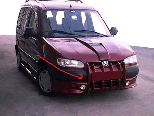 Pad on the front bumper Fangs (for painting) for Peugeot Partner 1996-2008 - Reelken Auto