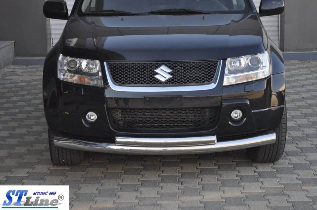 Front double mustache 60/42mm (stainless) for Suzuki Grand Vitara 2005-2017 - Reelken Auto