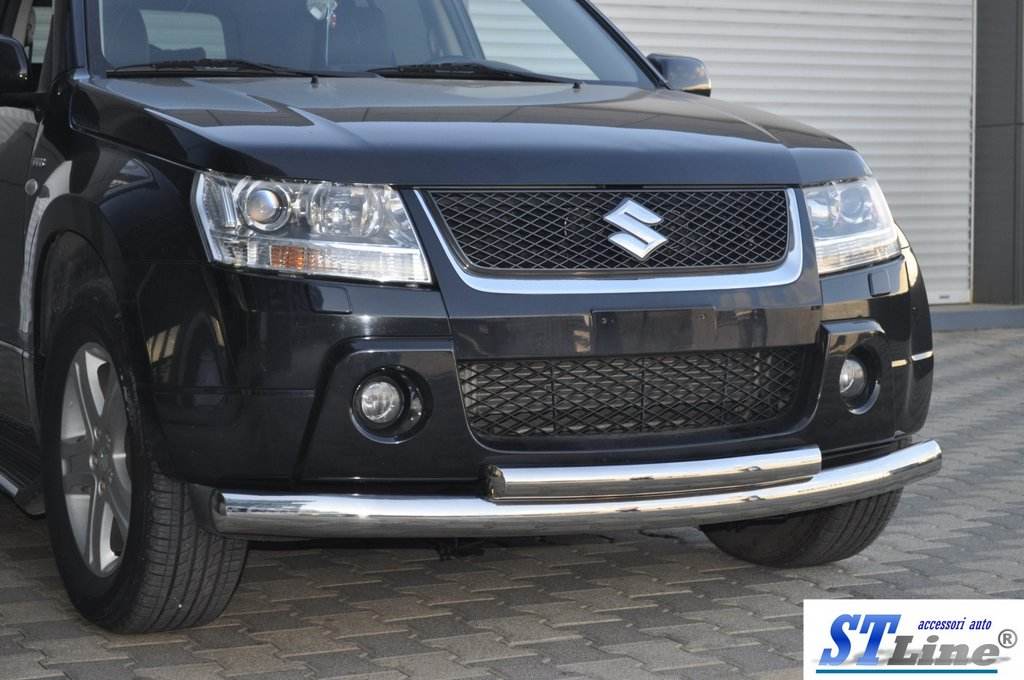 Front double mustache 60/42mm (stainless) for Suzuki Grand Vitara 2005-2017 - Reelken Auto