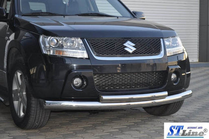 Front double mustache 60/42mm (stainless) for Suzuki Grand Vitara 2005-2017 - Reelken Auto