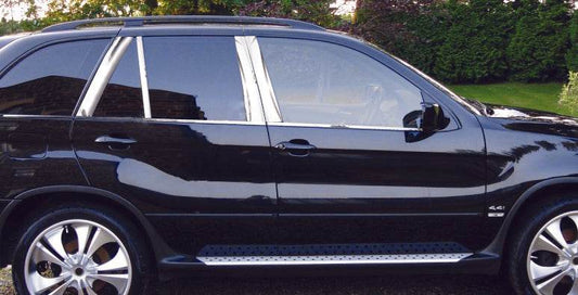 The mouldings of the uprights of the door (8 PCs, stainless.) for BMW X5 E-53 1999-2006 - Reelken Auto