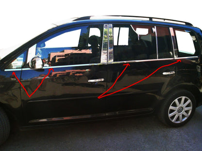 The outer edging of the glass (8 pieces, stainless steel) for Volkswagen Touran 2003-2010 - image 1