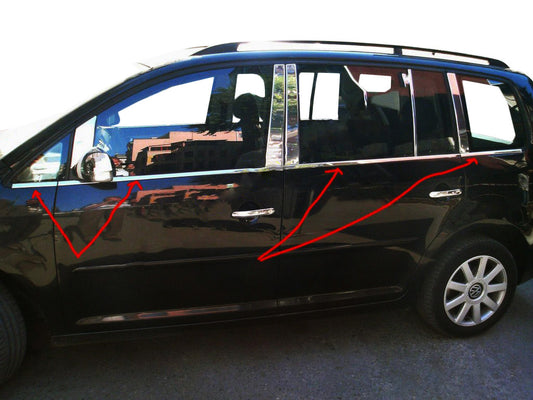 The outer edging of the glass (8 pieces, stainless steel) for Volkswagen Touran 2003-2010 - image 1