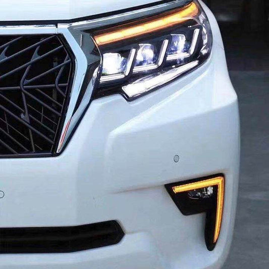 The front headlights Lexus-design-3-LED (2017+, 2 PCs) for Toyota Land Cruiser Prado 150 - Reelken Auto
