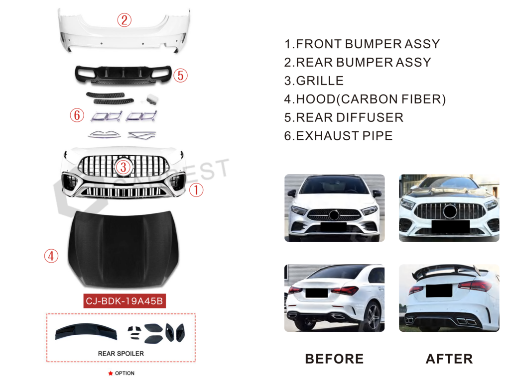 Body Kit AMG A45 (Type-B) for Mercedes A-сlass W177 2018- - image 2