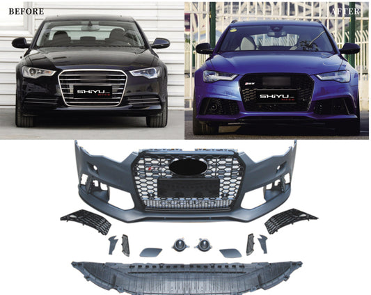 Front bumper with black RS6-Style grille (2014–2017) for Audi A6 C7 2011-2017 - image 2