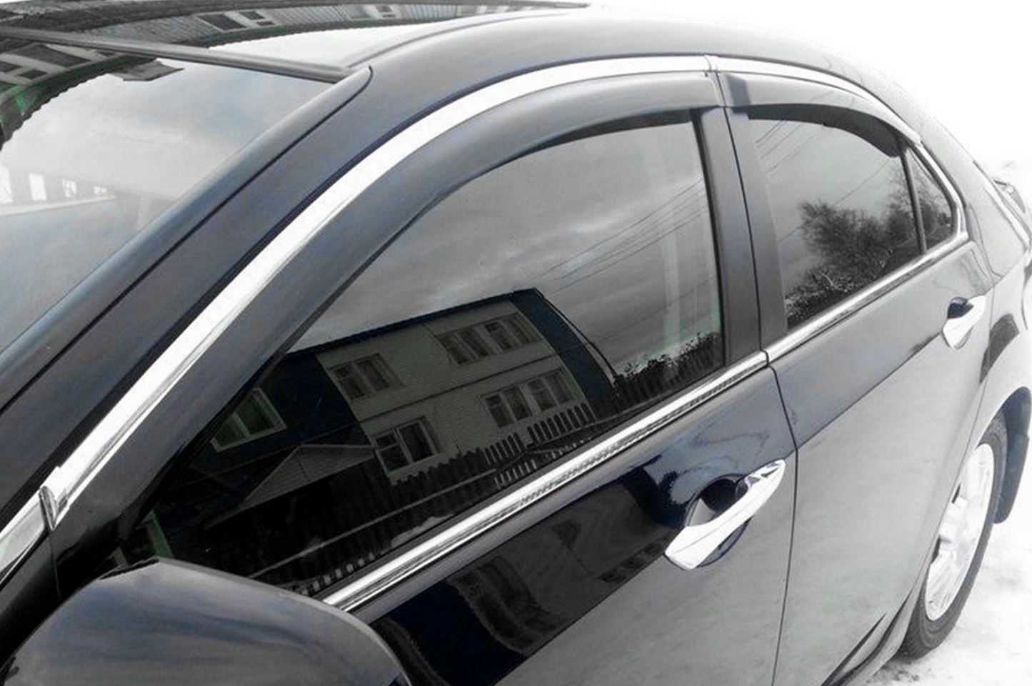 Window Deflectors with Chrome Trim SD (4 pcs, HIC) for Honda Accord VIII 2008-2012 - image 1