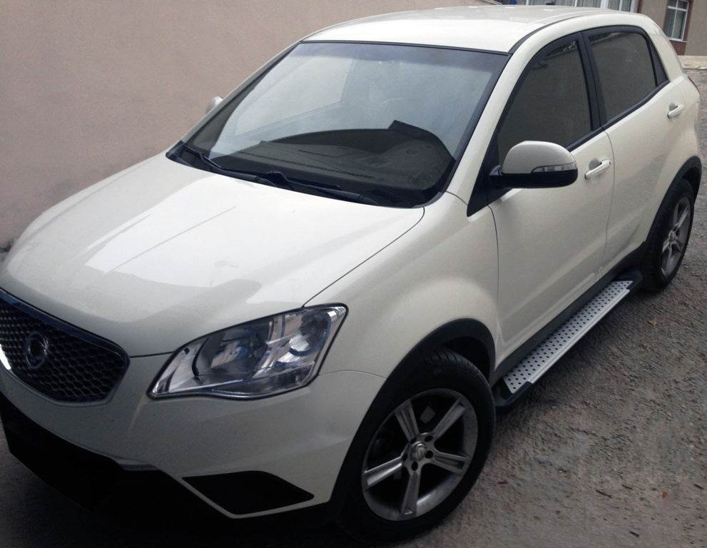 Side sills Allmond Grey (2 pieces, aluminum) for SsangYong Korando 2010-2019 - Reelken Auto