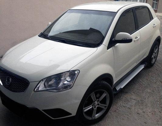 Side sills Allmond Grey (2 pieces, aluminum) for SsangYong Korando 2010-2019 - Reelken Auto