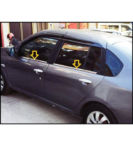 Outer edging of glass (4 pieces, stainless steel.) for Renault Symbol 2008-2013 - Reelken Auto