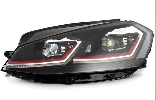 Front Headlights Red FullLed (2012-2017, 2 pcs) for Volkswagen Golf 7/E-Golf 2012-2020 - image 1
