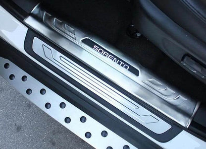 Linings for internal thresholds Libao 2013+ (4 pcs, stainless steel) for Kia Sorento II XM 2009-2014 - Reelken Auto