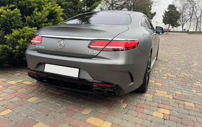Rear diffuser with tips Black (2018-2020, Design S-COUPE63) for Mercedes S-class C217 Coupe 2014-2020 - image 1