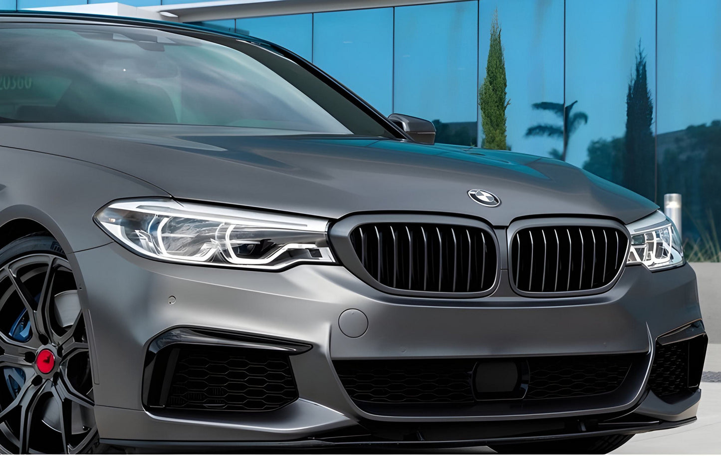 Kidney Grilles 1 Bar (2017-2020, Matte Black) for BMW 5 Series G30/G31 2017-2023 - image 1