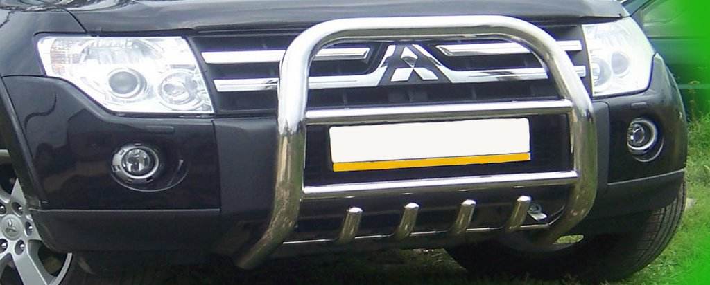 The QT011 bumper guard (stainless) for Mitsubishi Pajero Wagon IV - Reelken Auto