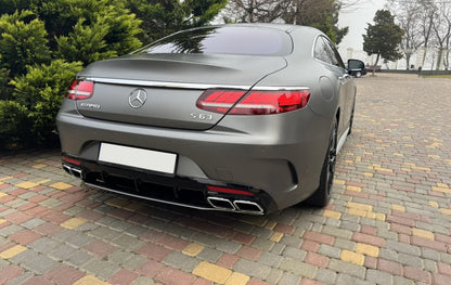 Rear Diffuser with Tips Silver (2018-2020) for Mercedes S-class C217 Coupe 2014-2020 - image 1