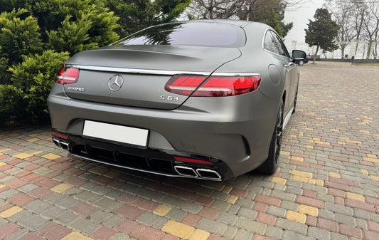 Rear Diffuser with Tips Silver (2018-2020) for Mercedes S-class C217 Coupe 2014-2020 - image 1