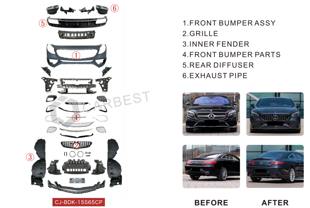 Body Kit S65 AMG for Mercedes S-class C217 Coupe 2014-2020 - image 2