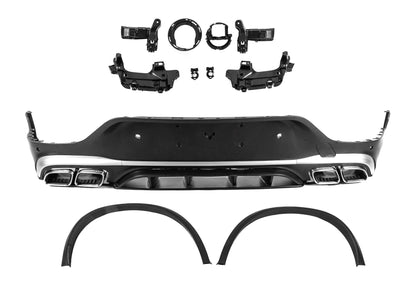 Rear Diffuser with Tips Silver (AMG63 Design 2020-2022) for Mercedes GLC coupe C253 2016-2023 - image 1