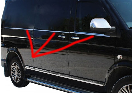 Bottom edging of glass (6 pieces, stainless steel) for Volkswagen T5 Transporter 2003-2010 - image 1