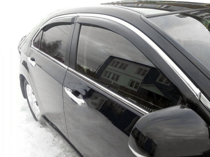 Window deflectors with chrome trim (2011-2018 EU / 2011-2014 USA, 4 pcs, HIC) for Toyota Camry 2011-2018 - image 1