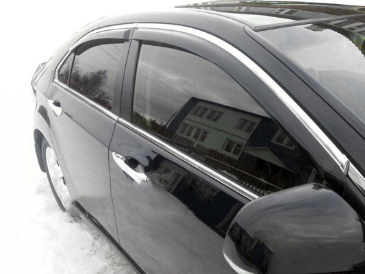 Window deflectors with chrome trim (2011-2018 EU / 2011-2014 USA, 4 pcs, HIC) for Toyota Camry 2011-2018 - image 1