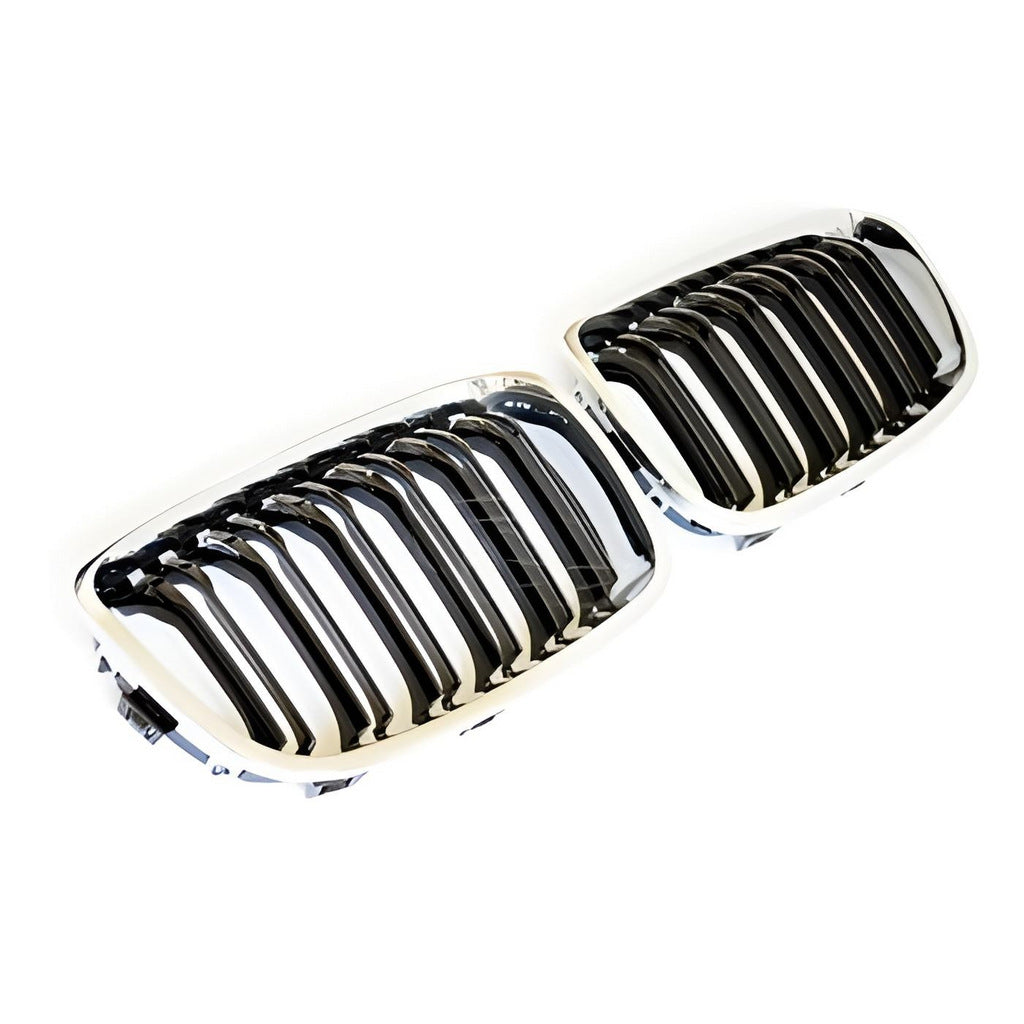 Kidney Grilles M-Look (2011-2014, Gloss Black with Chrome Trim) for BMW 1 Series F20/F21 2011-2019 - image 2