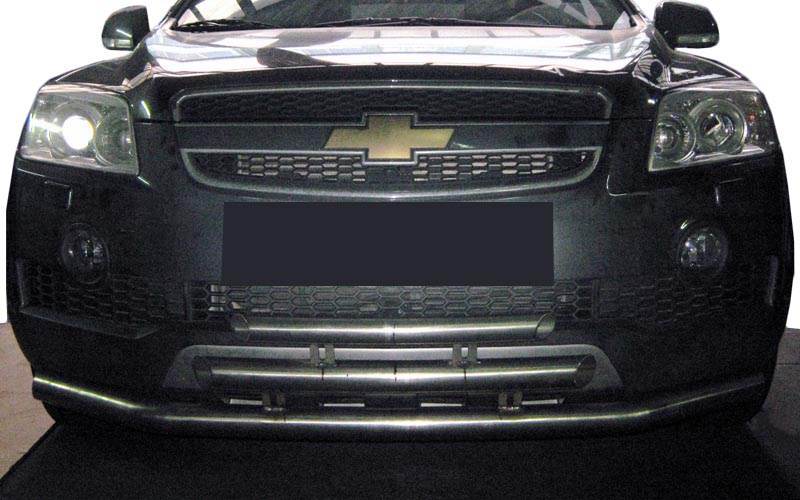 Front triple protection (stainless steel.) for Chevrolet Captiva 2006-2019 - Reelken Auto