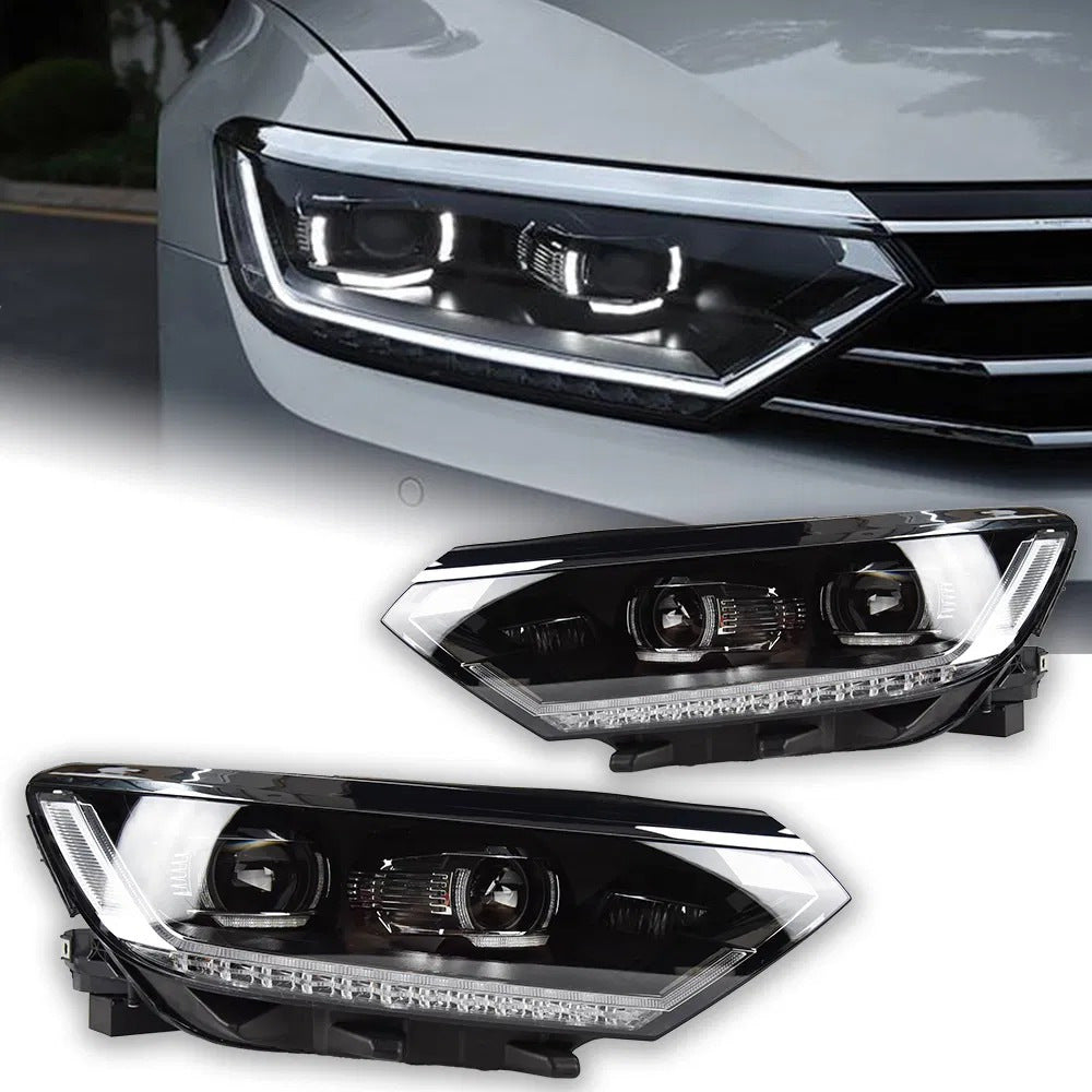 Front headlights (USA, with bulbs, 2 pcs) for Volkswagen Passat B8 2015-2023 - image 1