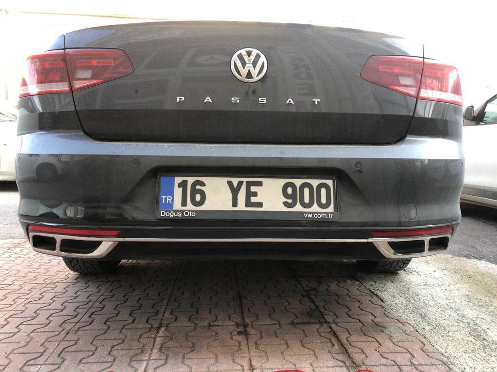 Covers for the silencer Carmos SD/SW (2019+, 3 pcs., stainless steel) for Volkswagen Passat B8 2015-2023 - Reelken Auto