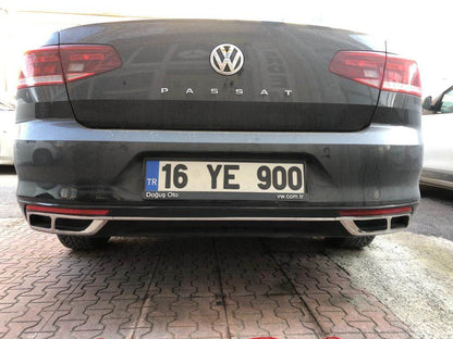 Covers for the silencer Carmos SD/SW (2019+, 3 pcs., stainless steel) for Volkswagen Passat B8 2015-2023 - Reelken Auto