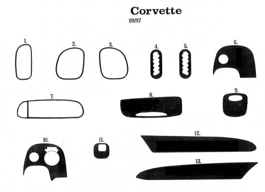 Dashboard Trim Covers (Meric) for Chevrolet Corvette C5 1997-2004 - image 1