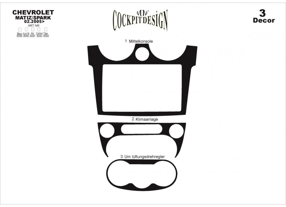 Dashboard Trim Covers (Meric) for Chevrolet Spark 2004-2009 - image 1