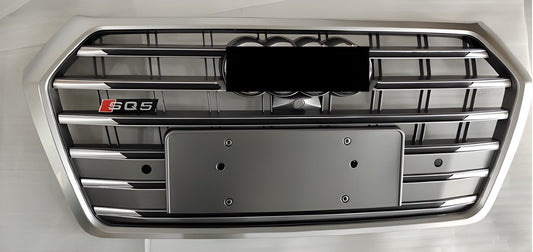 SQ-Style Front Grille (2017-2020, Black with Chrome) for Audi Q5 2017-2025 - image 1