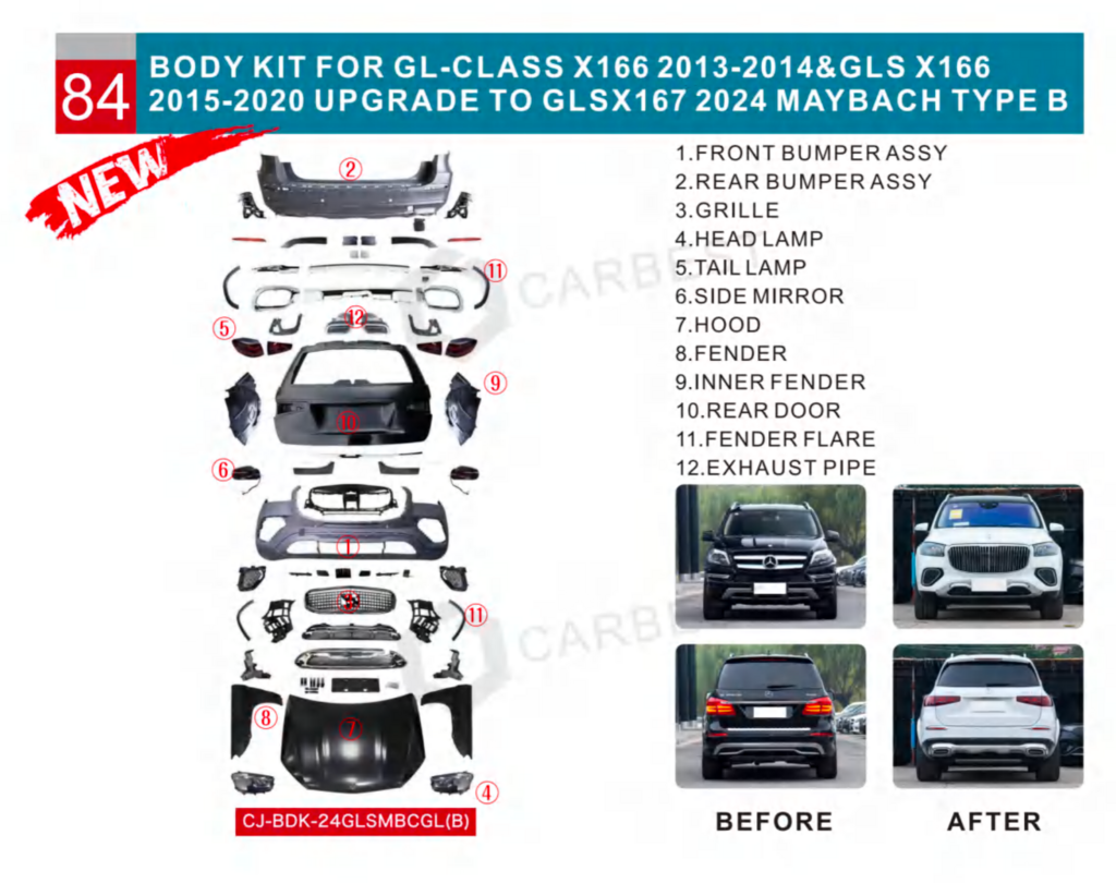 Restyling kit from X166 to GLS X167 Maybach (Type-B) for Mercedes GL/GLS class X166 - image 7