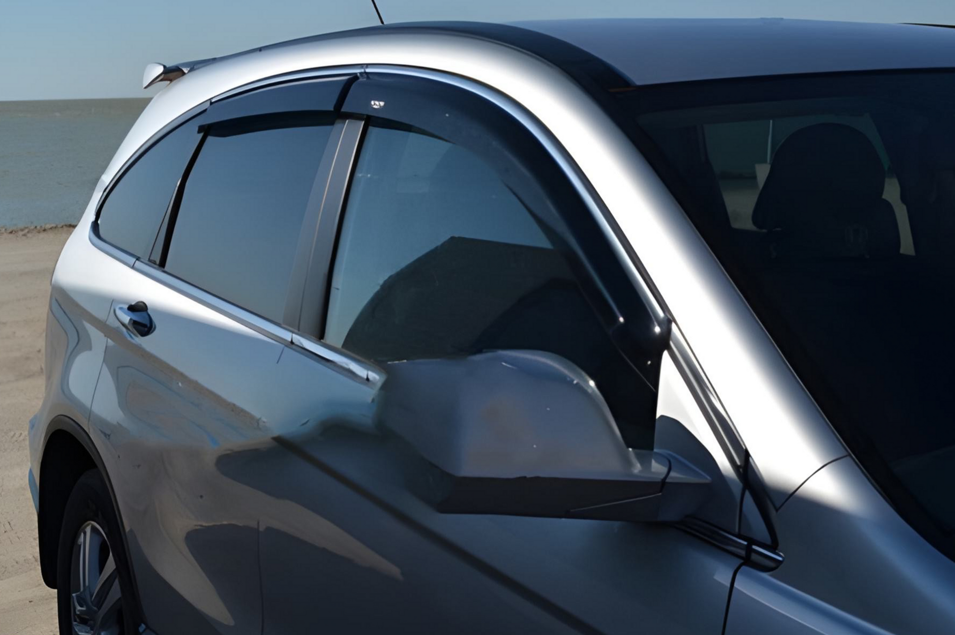 Window deflectors with chrome trim (4 pcs, HIC) for Honda CRV 2007-2011 - image 6