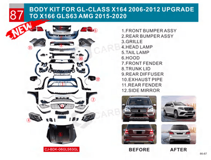 Restyling kit in GLS X166 AMG for Mercedes GL class X164 - Reelken Auto