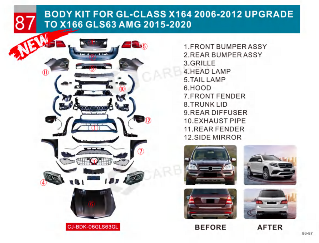 Facelift Kit to GLS X166 AMG for Mercedes GL сlass X164 2006-2012 - image 5