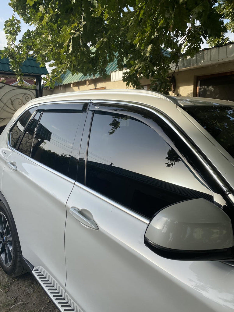 Window deflectors with chrome trim (4 pcs, HIC) for BMW X5 F-15 2013-2018 - image 1