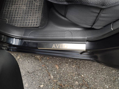 Pads for door sills Carmos (4 pieces, stainless.) for Chevrolet Aveo T250 2005-2011 - Reelken Auto