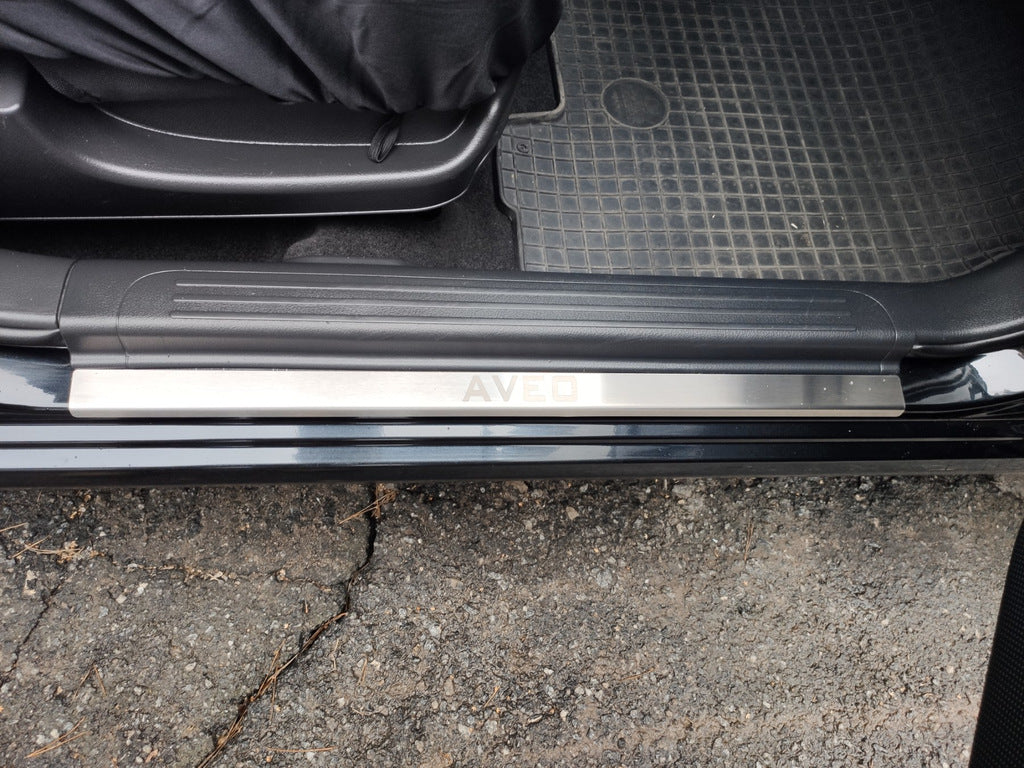 Carmos Stainless Steel Door Sill Protectors (4 pcs) for Chevrolet Aveo T250 2005-2011 - image 4