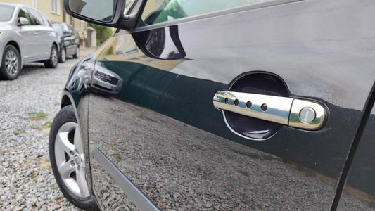 Pads on handles DECOR (2 PCs, stainless steel) for Skoda Roomster 2006-2015 - Reelken Auto