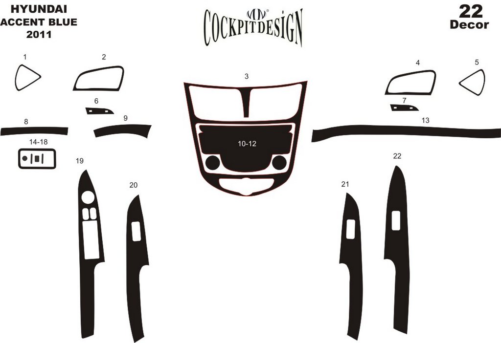 Dashboard Trim Covers for Hyundai Accent 2011-2017 - image 5