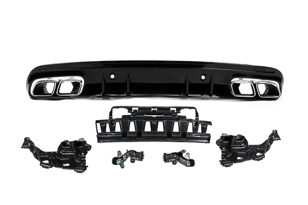 Rear diffuser with Silver inserts (C63 Design 2018-2021) for Mercedes C-class W205 2014-2021 - image 4