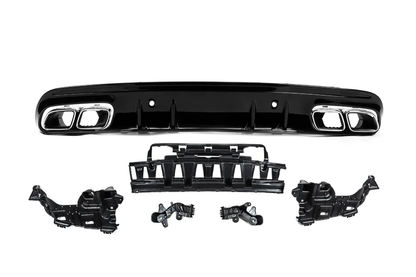 Rear diffuser with Silver inserts (C63 Design 2018-2021) for Mercedes C-class W205 2014-2021 - image 4
