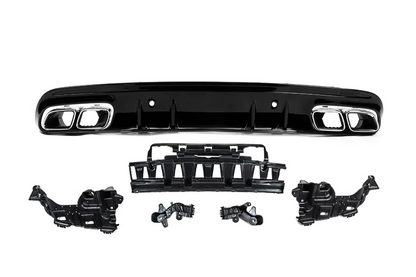 Rear Diffuser with Tips Silver (C63 Design 2018-2021) for Mercedes C-сlass W205 2014-2021 - image 4