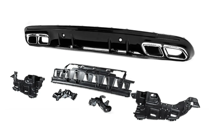 Rear diffuser with Silver inserts (C63 Design 2018-2021) for Mercedes C-class W205 2014-2021 - image 3