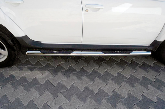 Side tubes with inserts (2 pcs, stainless steel) for Dacia Duster 2008-2018 - image 1